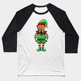 Funny Christmas Elf Sharpei Dog Baseball T-Shirt